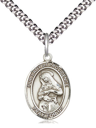 Pewter Our Lady of Providence Medal Religious Jewelry Engraved Catholic Saint Jewelry