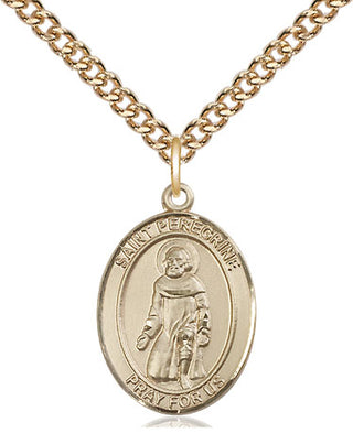 14kt Gold Filled Saint Peregrine Laziosi Medal Religious Jewelry Engraved Catholic Saint Jewelry