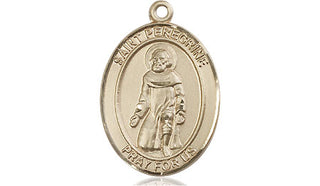 14kt Gold Saint Peregrine Laziosi Medal Engraved Catholic Saint Jewelry