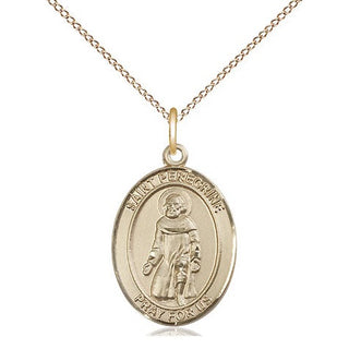 14kt Gold Saint Peregrine Laziosi Medal Engraved Catholic Saint Jewelry