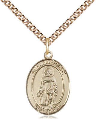 14kt Gold Saint Peregrine Laziosi Medal Engraved Catholic Saint Jewelry