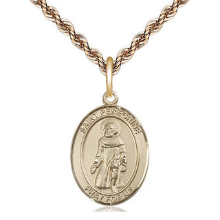 14kt Gold Saint Peregrine Laziosi Medal Engraved Catholic Saint Jewelry