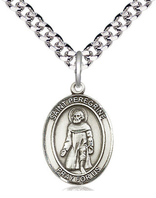 Pewter Saint Peregrine Laziosi Medal Religious Jewelry Engraved Catholic Saint Jewelry