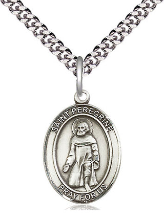 Pewter Saint Peregrine Laziosi Medal Religious Jewelry Engraved Catholic Saint Jewelry