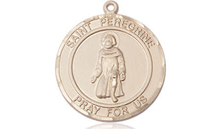 14kt Gold Saint Peregrine Medal Engraved Catholic Saint Jewelry