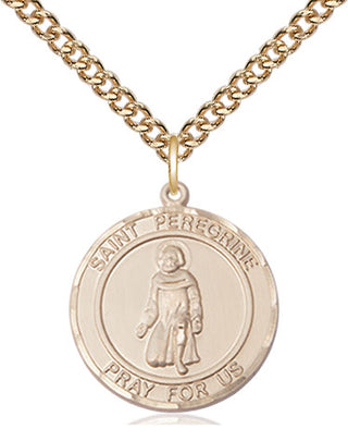 14kt Gold Saint Peregrine Medal Engraved Catholic Saint Jewelry