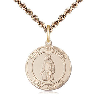 14kt Gold Saint Peregrine Medal Engraved Catholic Saint Jewelry