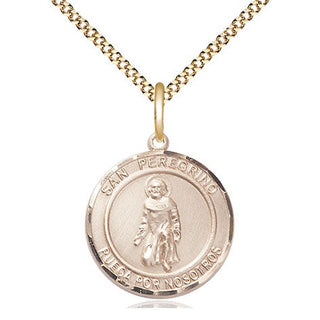14kt Gold Filled San Peregrino Medal Religious Jewelry Engraved Catholic Saint Jewelry