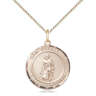 14kt Gold Filled San Peregrino Medal Religious Jewelry Engraved Catholic Saint Jewelry