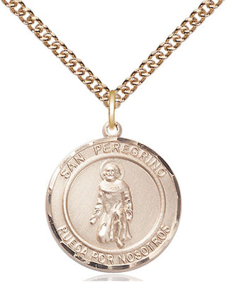 14kt Gold Filled San Peregrino Medal Religious Jewelry Engraved Catholic Saint Jewelry
