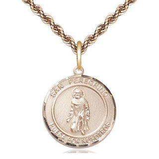 14kt Gold Filled San Peregrino Medal Religious Jewelry Engraved Catholic Saint Jewelry