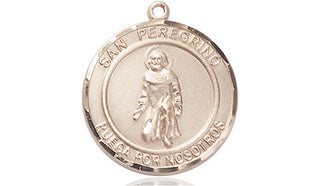 14kt Gold San Peregrino Medal Engraved Catholic Saint Jewelry