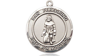 Sterling Silver San Peregrino Medal Religious Jewelry Engraved Catholic Saint Jewelry
