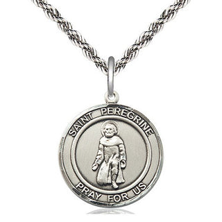 Sterling Silver Saint Peregrine Medal Religious Jewelry Engraved Catholic Saint Jewelry