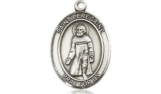 Sterling Silver Saint Peregrine Laziosi Medal Religious Jewelry Engraved Catholic Saint Jewelry