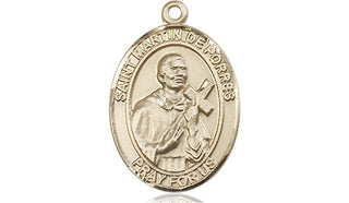 14kt Gold Saint Martin de Porres Medal Engraved Catholic Saint Jewelry