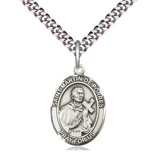 Pewter Saint Martin de Porres Medal Religious Jewelry Engraved Catholic Saint Jewelry