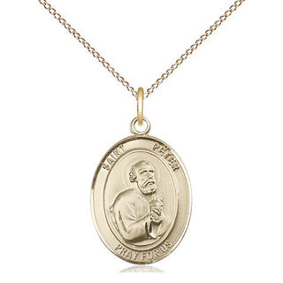 14kt Gold Filled Saint Peter the Apostle Medal Religious Jewelry Engraved Catholic Saint Jewelry