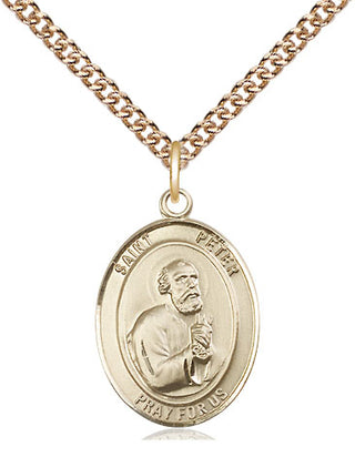 14kt Gold Filled Saint Peter the Apostle Medal Religious Jewelry Engraved Catholic Saint Jewelry