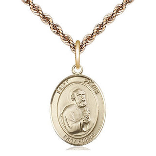 14kt Gold Filled Saint Peter the Apostle Medal Religious Jewelry Engraved Catholic Saint Jewelry