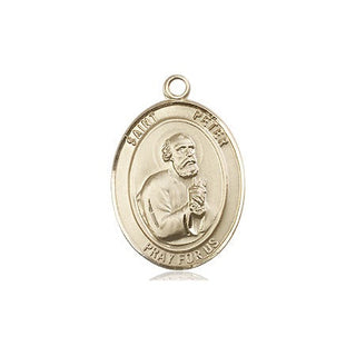 14kt Gold Saint Peter the Apostle Medal Engraved Catholic Saint Jewelry