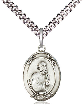 Pewter Saint Peter the Apostle Medal Religious Jewelry Engraved Catholic Saint Jewelry