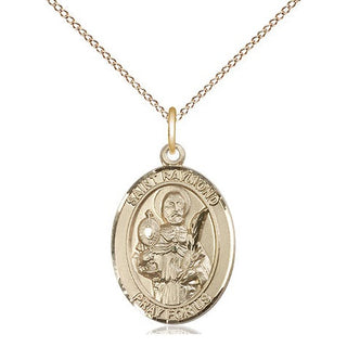 14kt Gold Saint Raymond Nonnatus Medal Engraved Catholic Saint Jewelry