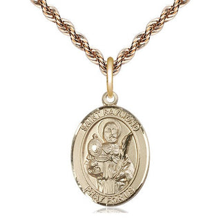 14kt Gold Saint Raymond Nonnatus Medal Engraved Catholic Saint Jewelry