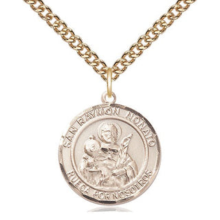 14kt Gold San Ramon Nonato Medal Engraved Catholic Saint Jewelry