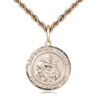 14kt Gold San Ramon Nonato Medal Engraved Catholic Saint Jewelry