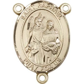 14kt Gold Filled Saint Raphael the Archangel Rosary Center Rosary Center Engraved Catholic Saint Jewelry