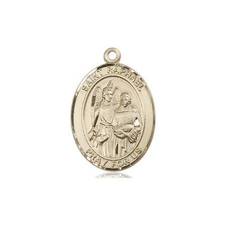 14kt Gold Filled Saint Raphael the Archangel Medal Engraved Catholic Saint Jewelry