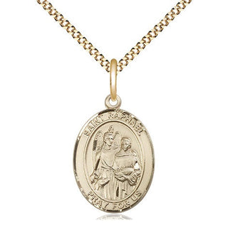 14kt Gold Filled Saint Raphael the Archangel Medal Religious Jewelry Engraved Catholic Saint Jewelry