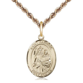 14kt Gold Filled Saint Raphael the Archangel Medal Religious Jewelry Engraved Catholic Saint Jewelry