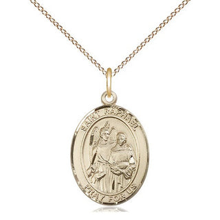 14kt Gold Saint Raphael the Archangel Medal Engraved Catholic Saint Jewelry