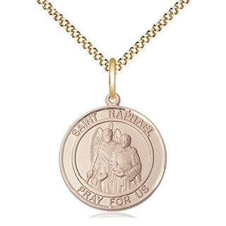14kt Gold Filled Saint Raphael the Archangel Medal Religious Jewelry Engraved Catholic Saint Jewelry