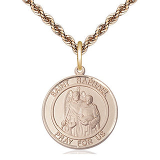 14kt Gold Filled Saint Raphael the Archangel Medal Religious Jewelry Engraved Catholic Saint Jewelry