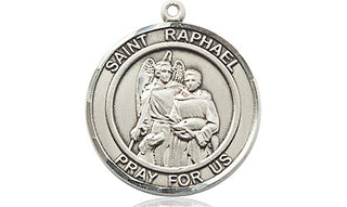 Pewter Saint Raphael the Archangel Medal Engraved Catholic Saint Jewelry