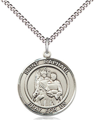 Pewter Saint Raphael the Archangel Medal Religious Jewelry Engraved Catholic Saint Jewelry
