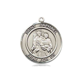 Sterling Silver Saint Raphael the Archangel Medal Religious Jewelry Engraved Catholic Saint Jewelry
