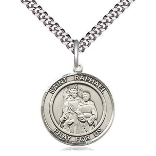 Sterling Silver Saint Raphael the Archangel Medal Religious Jewelry Engraved Catholic Saint Jewelry