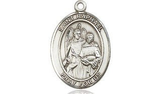 Sterling Silver Saint Raphael the Archangel Medal Religious Jewelry Engraved Catholic Saint Jewelry