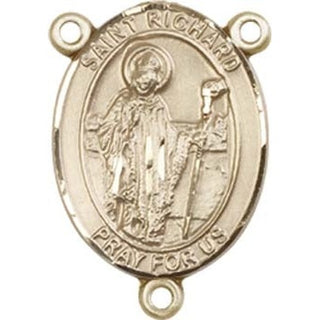 14kt Gold Saint Richard Rosary Center Rosary Center Engraved Catholic Saint Jewelry