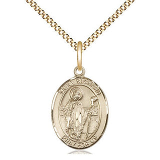 14kt Gold Filled Saint Richard Medal Religious Jewelry Engraved Catholic Saint Jewelry
