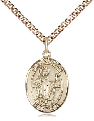 14kt Gold Filled Saint Richard Medal Religious Jewelry Engraved Catholic Saint Jewelry
