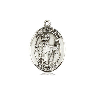 Pewter Saint Richard Medal Engraved Catholic Saint Jewelry