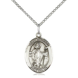 Sterling Silver Saint Richard Medal Religious Jewelry Engraved Catholic Saint Jewelry
