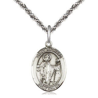 Sterling Silver Saint Richard Medal Religious Jewelry Engraved Catholic Saint Jewelry