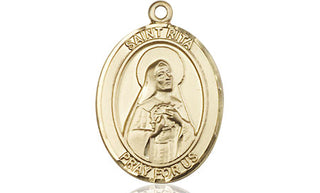 14kt Gold Filled Saint Rita of Cascia Medal Engraved Catholic Saint Jewelry