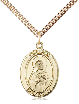 14kt Gold Filled Saint Rita of Cascia Medal Religious Jewelry Engraved Catholic Saint Jewelry